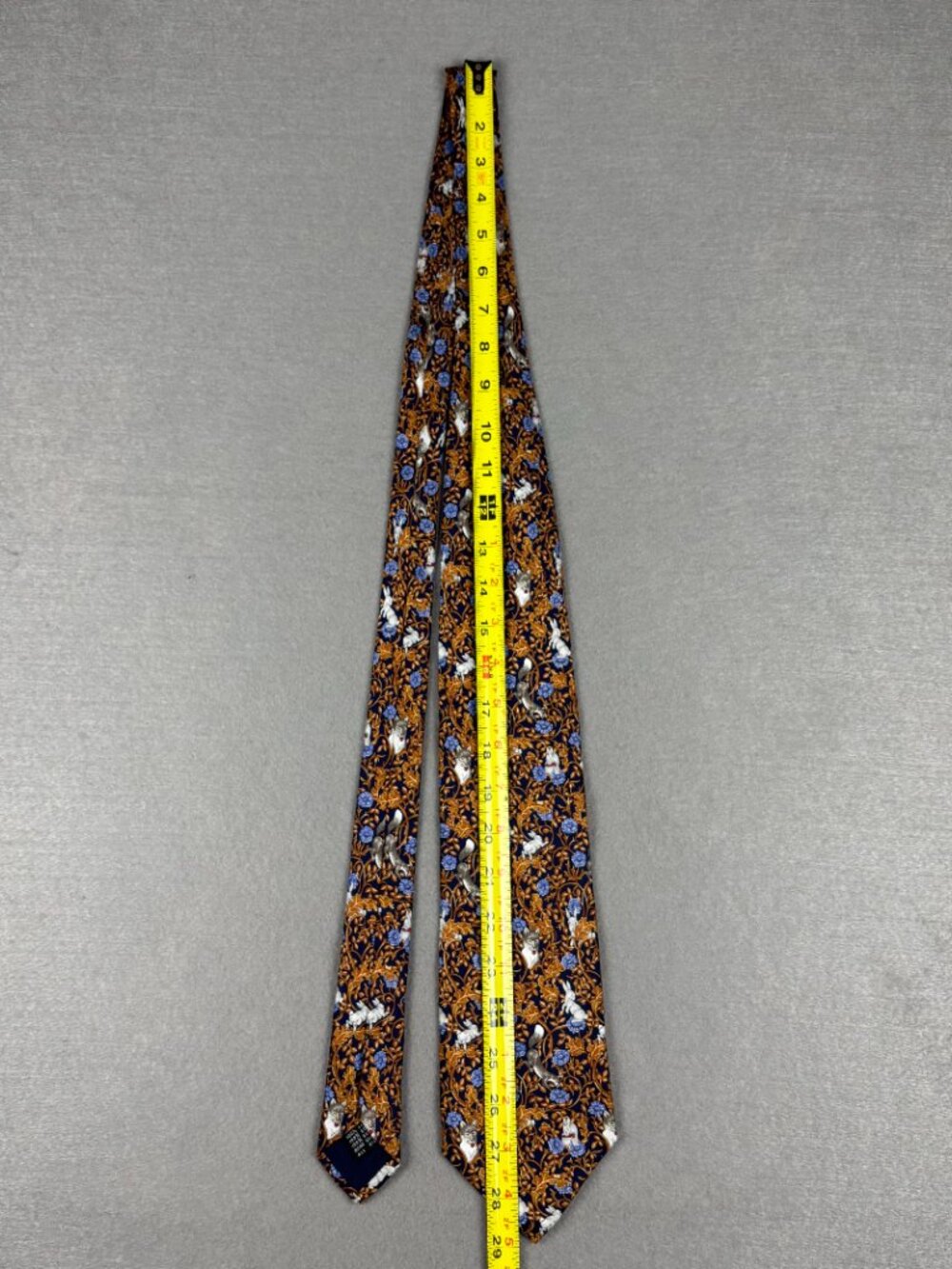 Kieselstein-Cord Fox Rabbit Woodland Silk Tie Made Italy Navy 3.5" Luxury - Picture 10 of 10